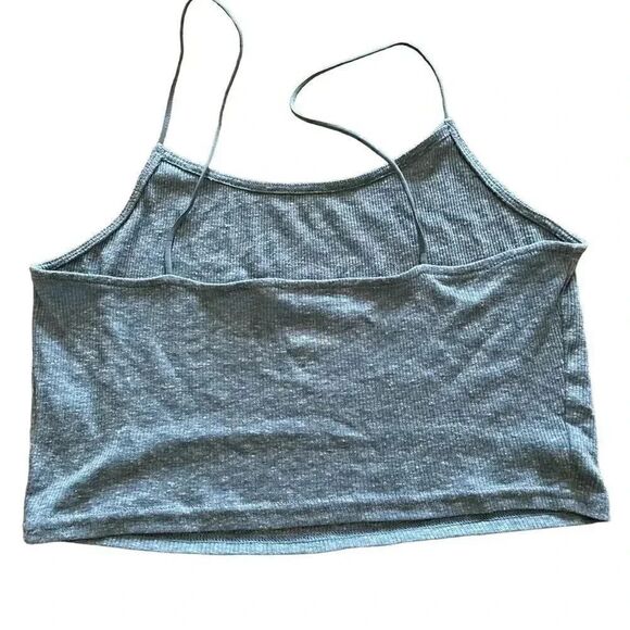 Me To We Blue Spaghetti Straps Cropped Essential Cotton Blend Tank Too SZ M - Picture 2 of 6